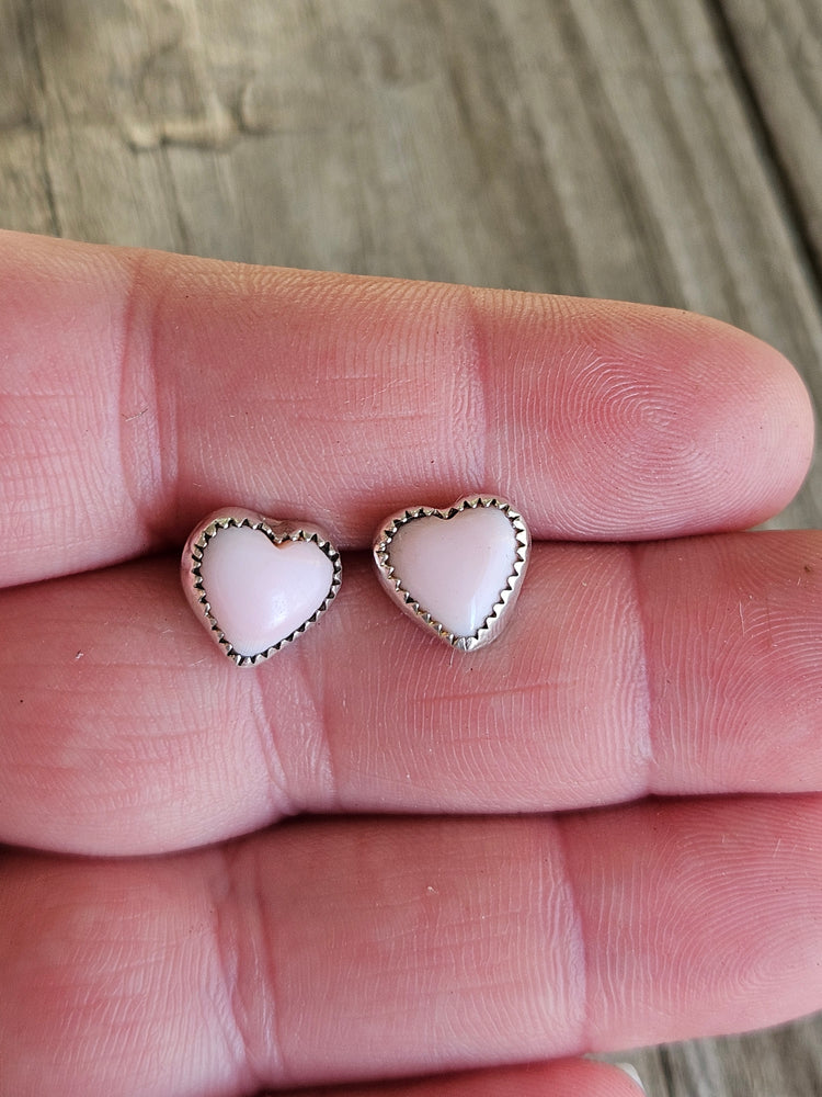 Pink Conch Heart Studs