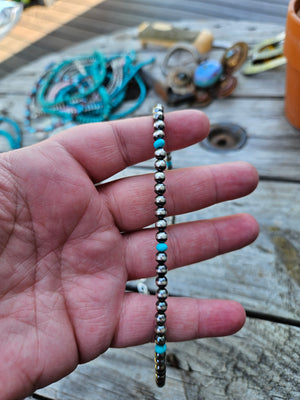 Sterling Silver Pearls + Kingman Turquoise