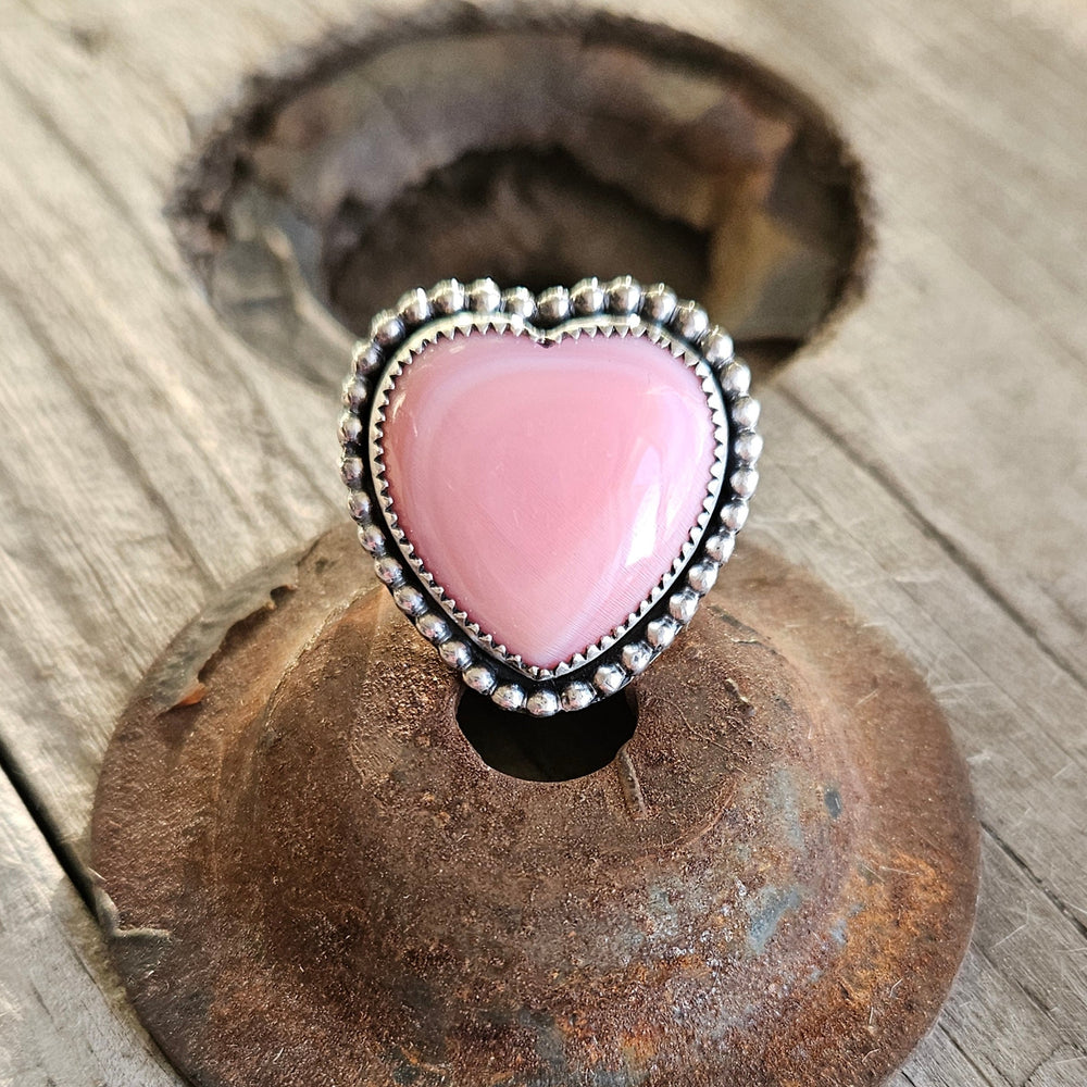 Pink Conch Heart Ring Size 8