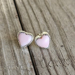 Pink Conch Heart Studs