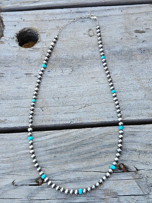 Sterling Silver Pearls + Kingman Turquoise