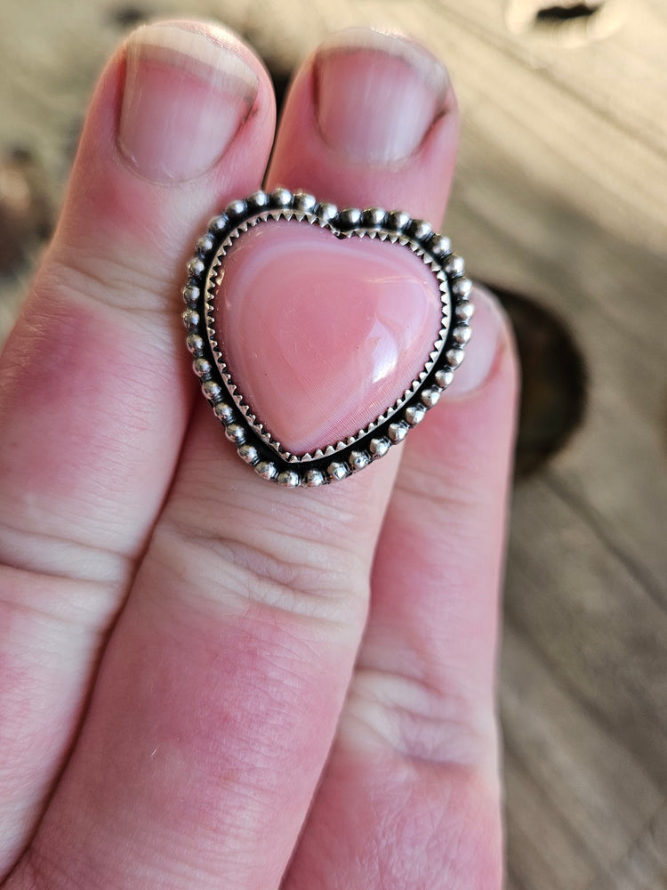 Pink Conch Heart Ring Size 8