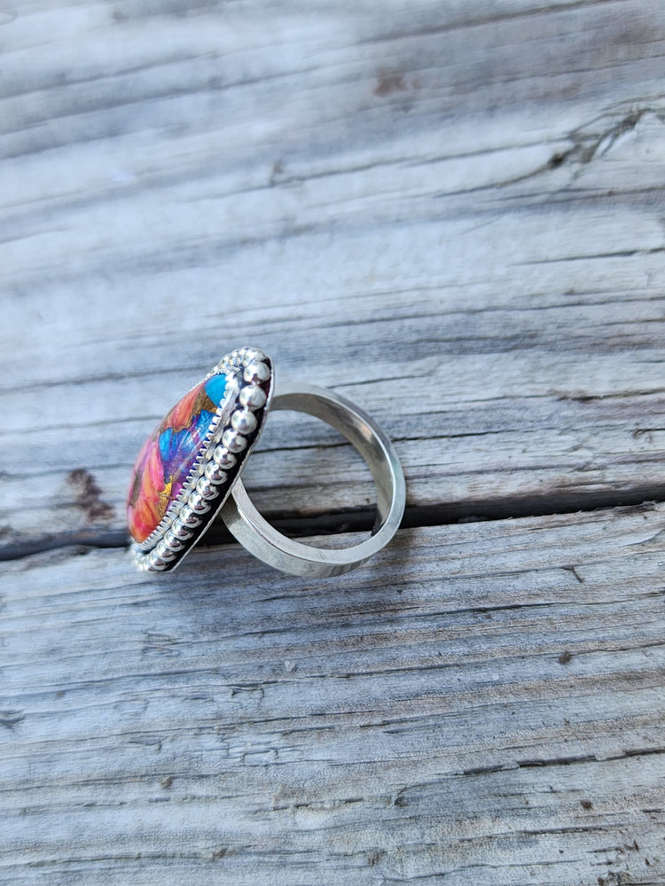 Kingman + Spiny Oyster + Mohave Ring Size 8.5 #725