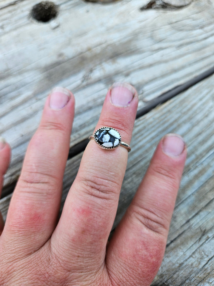 White Buffalo Dainty Ring Size 8