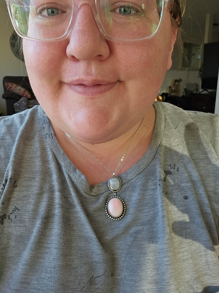 Moonstone + Pink Conch Necklace