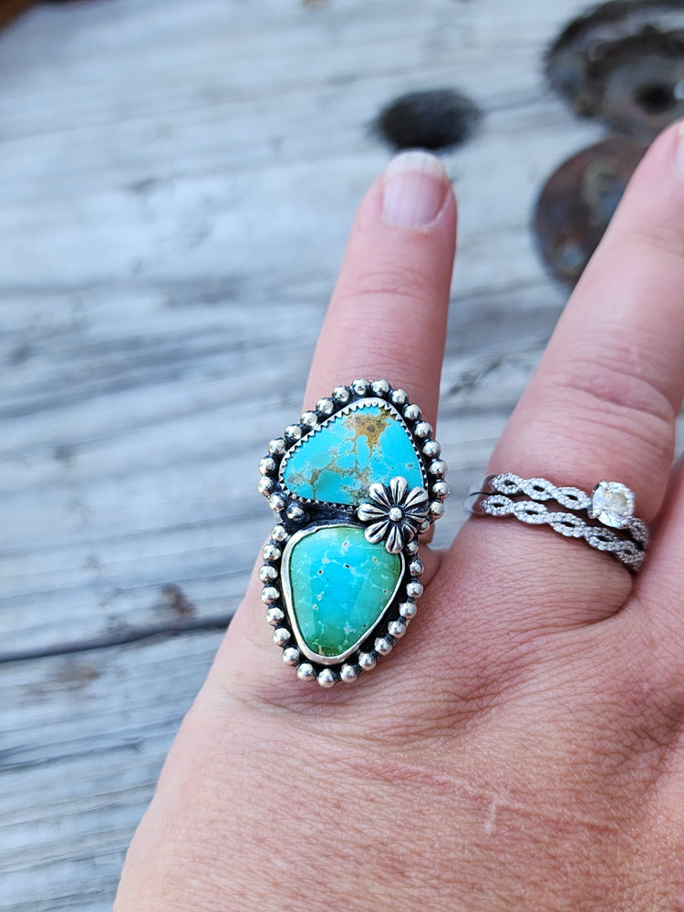Floral Turquoise Ring Size 8.25 #722